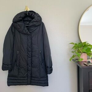 Tahari Black Down Shawl Collar Coat